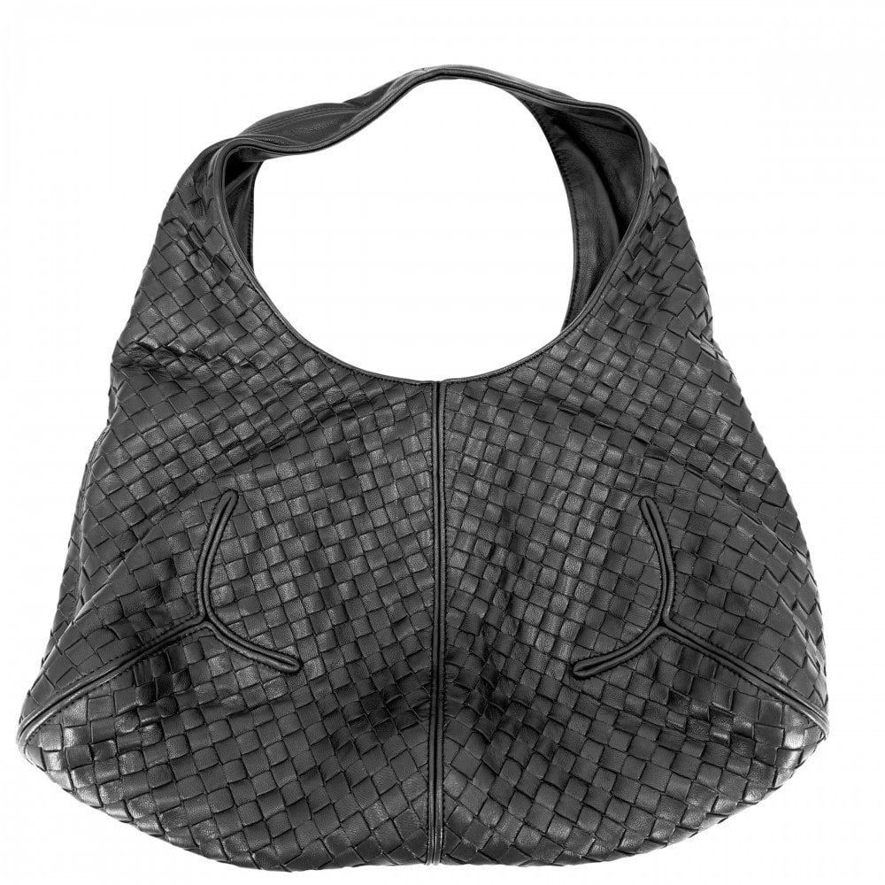BOTTEGAVENETA ボッテガヴェネタ ハンドバッグ イントレチャート ワンハンドル レザー    ブラック 黒 ブラック金具 ユニセックス【中古品】