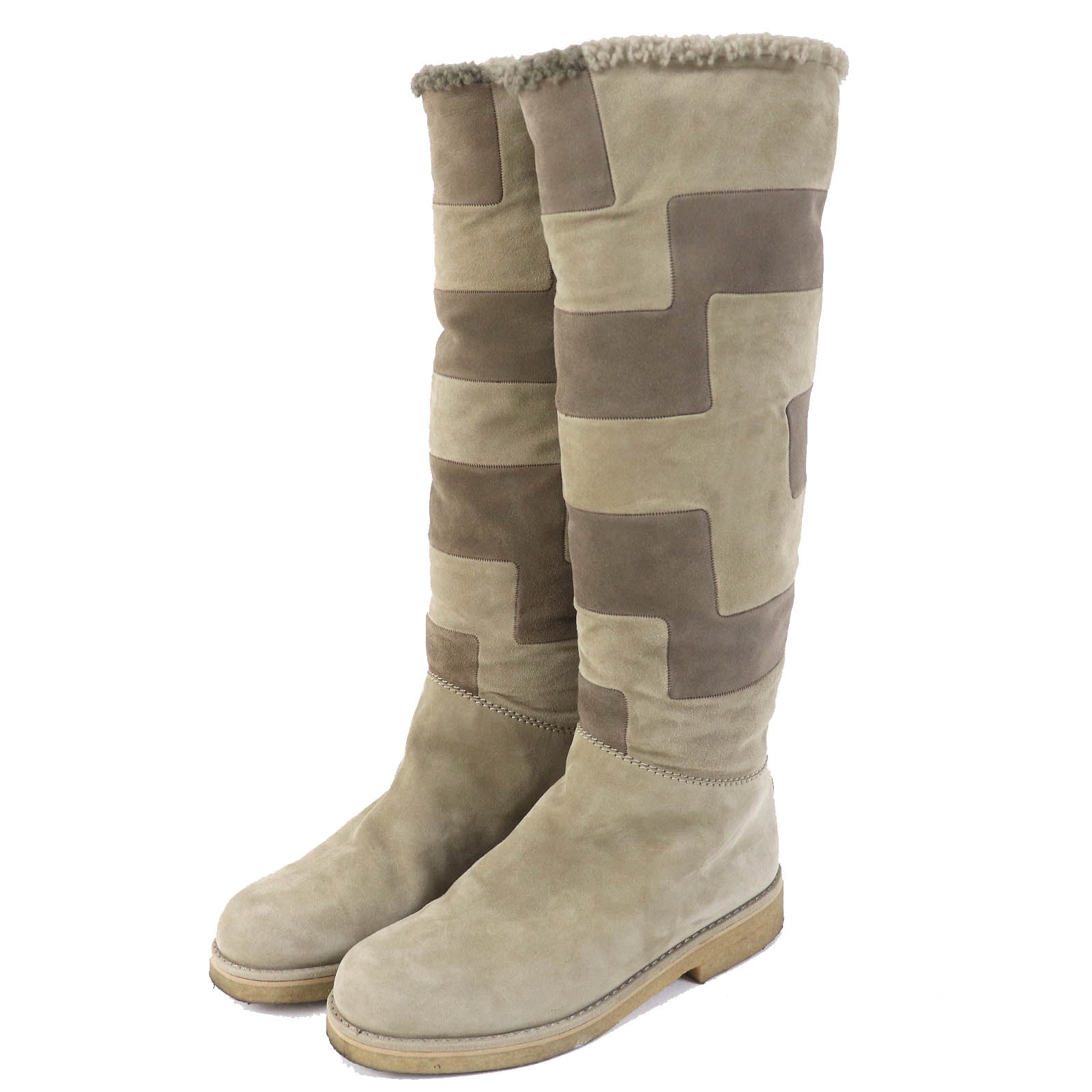 極美品 エルメス
 ロングブーツ ベージュ レディース 日本サイズ約23.5cm相当