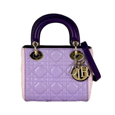 クリスチャンディオール Christian Dior ハンドバッグ ショルダーバッグ レディディオール ミニ ラムスキン パープル/ピンク レディース【中古】 z11090