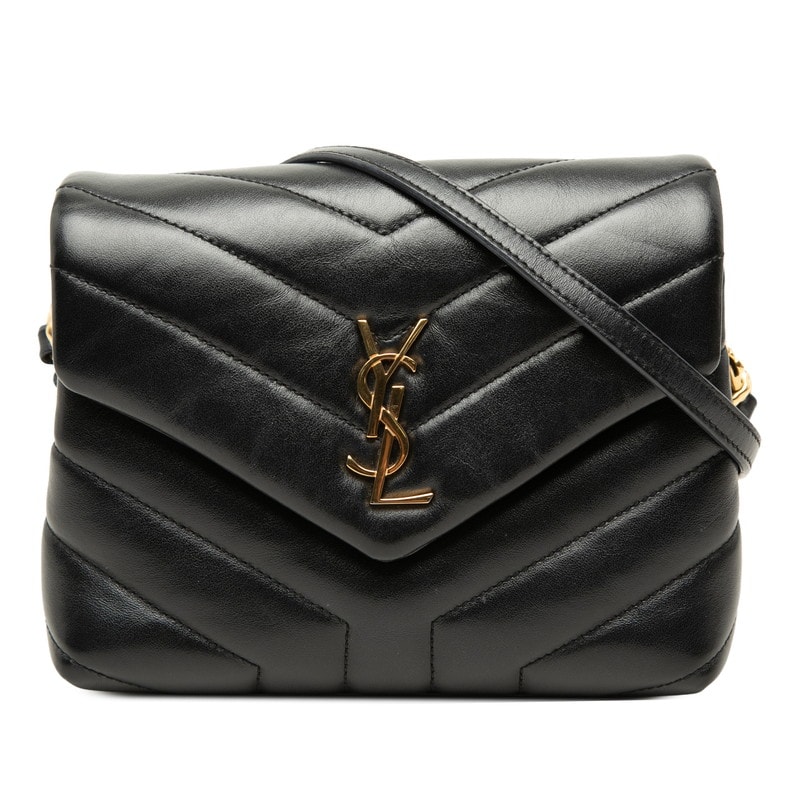 サンローラン YSLロゴ ルル トイバッグ 斜め掛け ショルダーバッグ 467072 ブラック レザー レディース SAINT LAURENT 中古