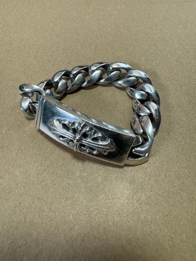 Chrome Hearts ID Bracelet W / Floral Cross W / Classic Link "Silver"