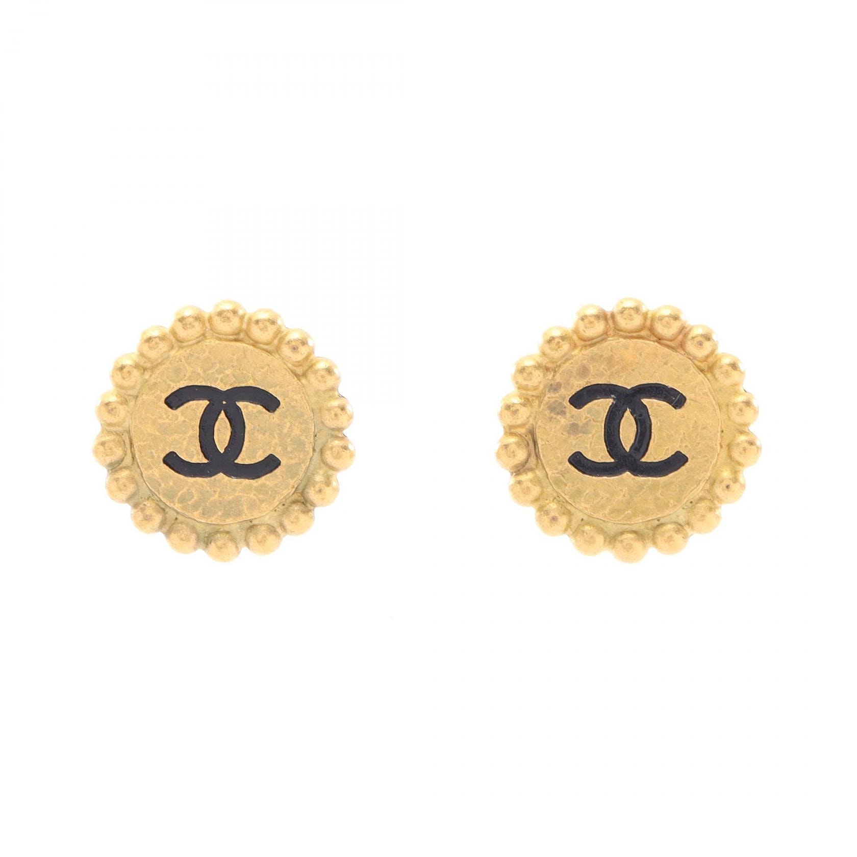 シャネル CHANEL ココマーク ラウンド イヤリング ジュエリー GP(ゴールドメッキ) レディース ゴールド系 / ブラック系 【中古】