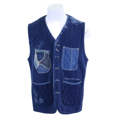 ポータークラシック 【美品】INDIGO BLUE KENDO VEST CUSTOM カスタムモデル 刺し子 パッチワーク ケンドー XL