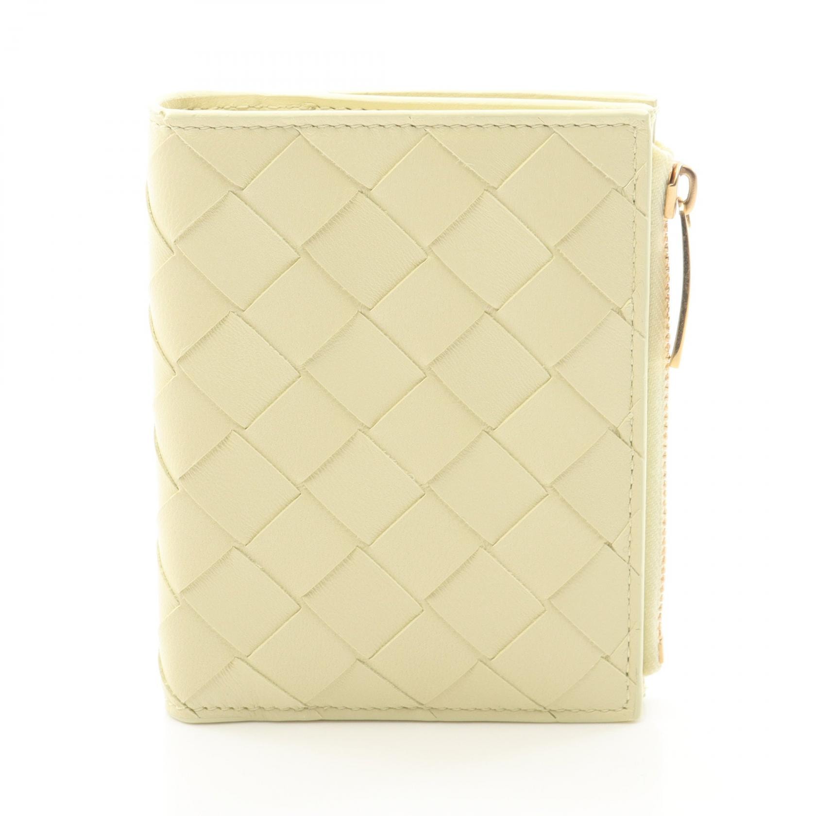 ボッテガヴェネタ BOTTEGA VENETA イントレチャート 二つ折り財布 財布 レザー レディース イエロー系 707601VCPP37406 【新品】