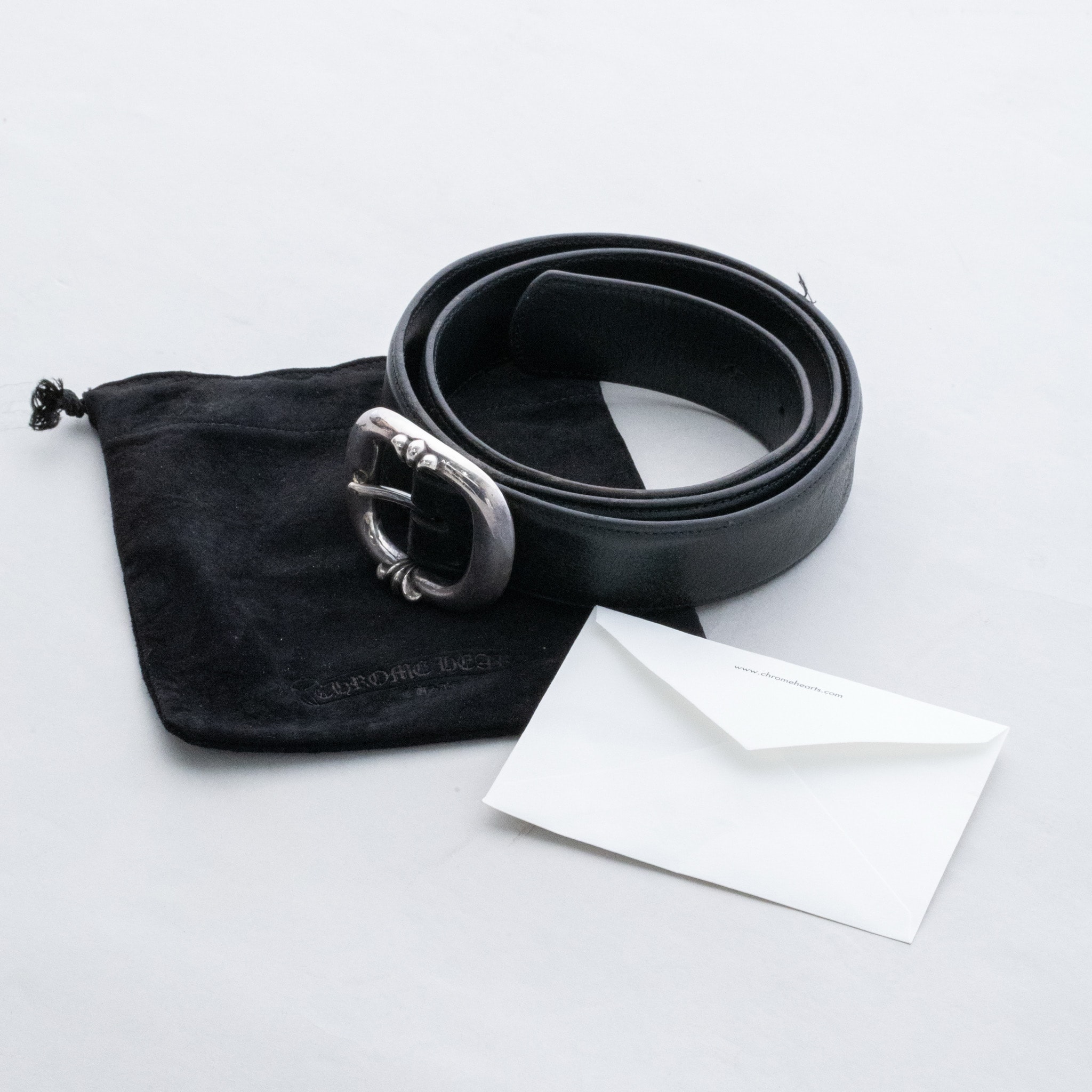 Chrome Hearts 1.5 Gunslinger Leather Belt "Black/Silver"