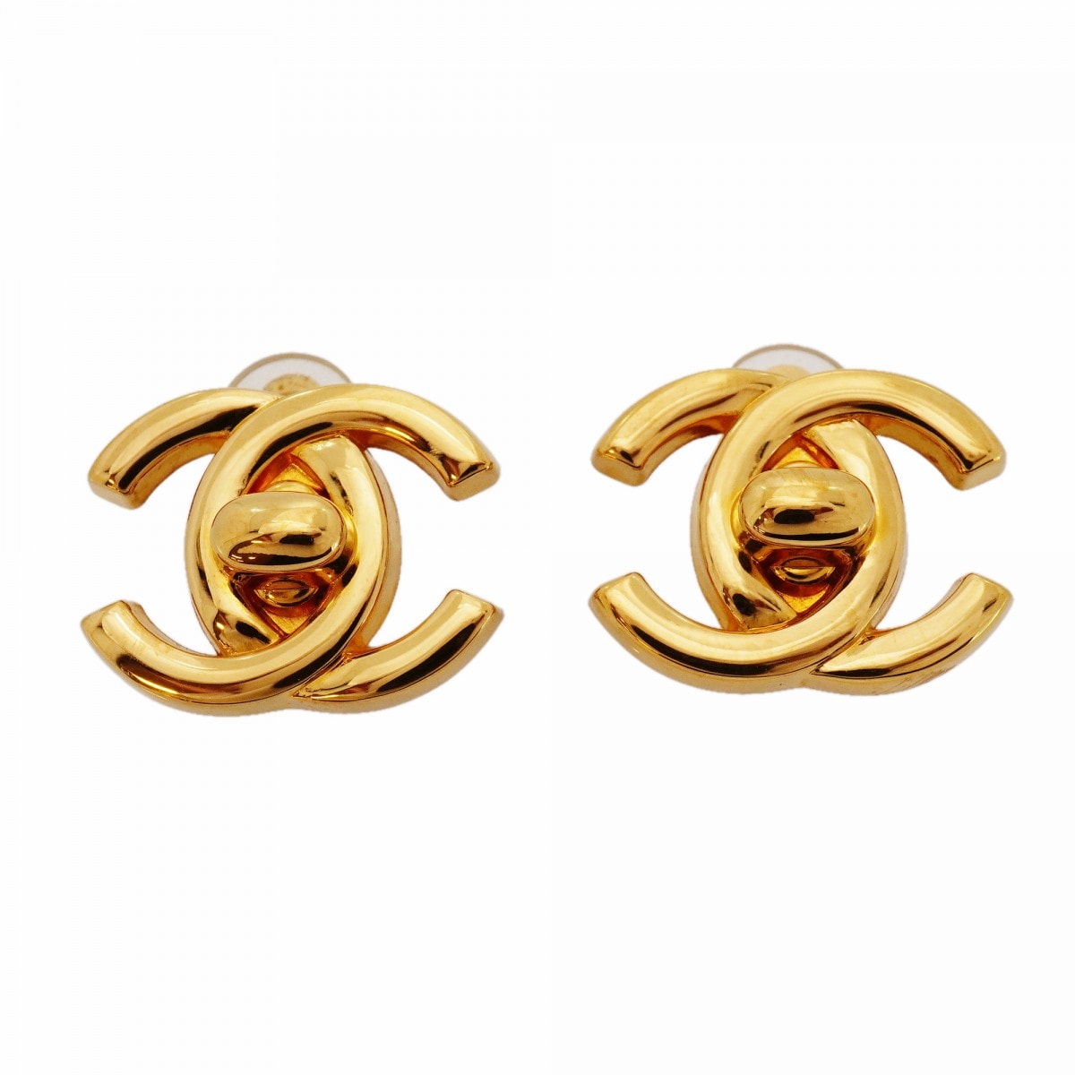 【6jdb0058-k】シャネル イヤリング ヴィンテージ ココマーク ターンロック GPメッキ ゴールド【中古】レディース