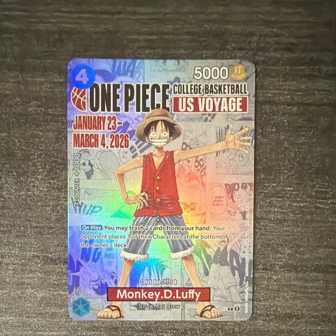 モンキー・D・ルフィ:P (開封済) [P-055]【英語版】(プロモーションカード「ワンピース カレッジ バスケットボール:USボヤージュ」)