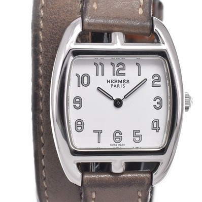 エルメス HERMES CT1.210 ケープコッド トノー ドゥブルトゥール ホワイト クォーツ レディース 腕時計 J#150080