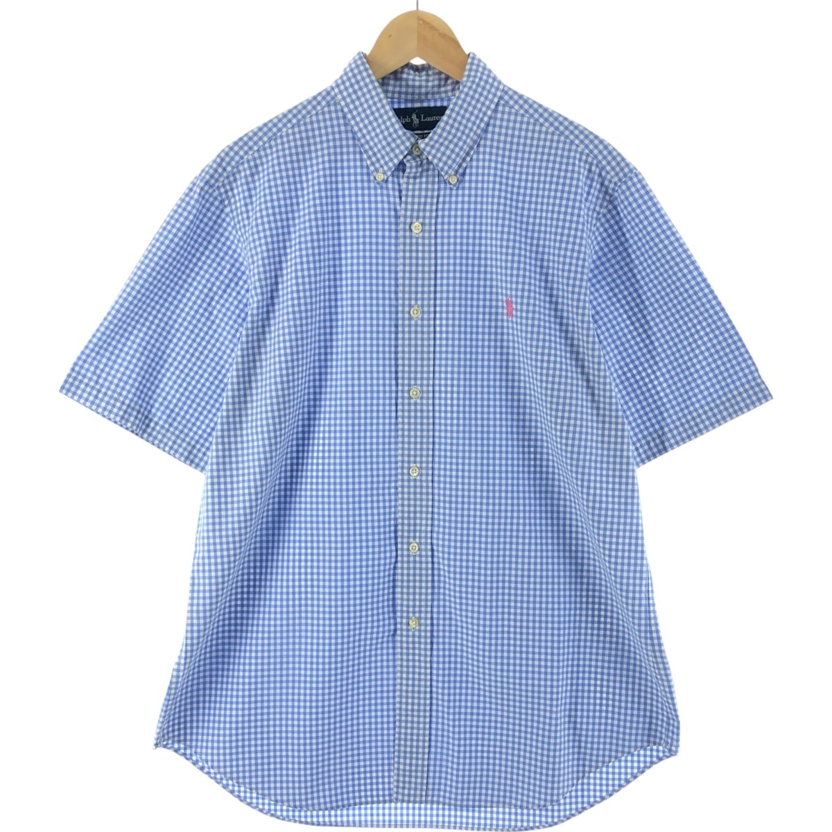 古着 ラルフローレン Ralph Lauren CLASSIC FIT ギンガムチェック 半袖 ボタンダウン チェックシャツ メンズL相当/eaa539184