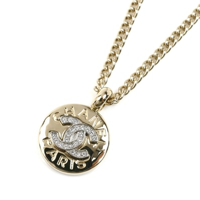 CHANEL シャネル GP ラインストーン ココマーク ネックレス ABG026 B21074 59cm レディース【中古】【美品】