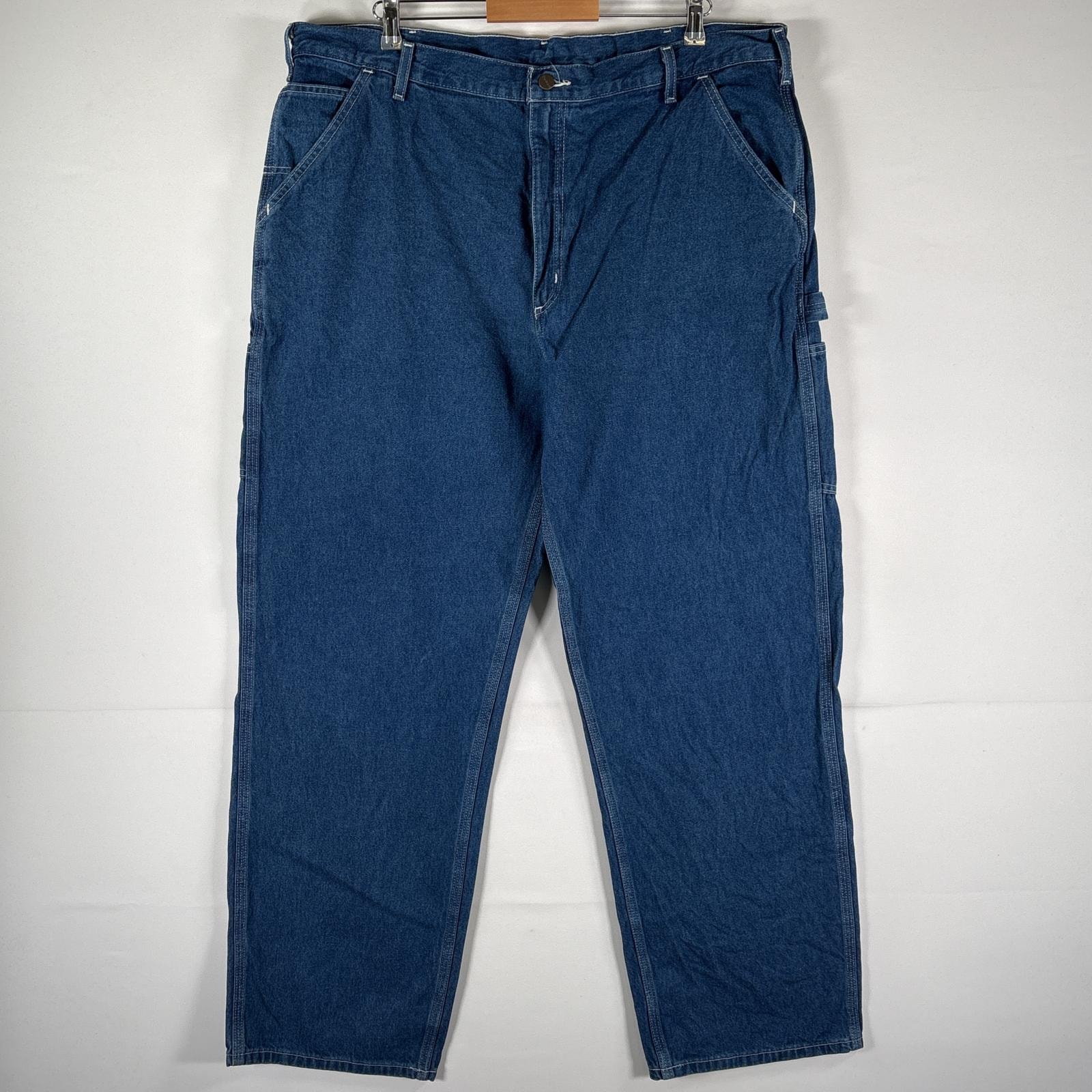 古着 カーハート Carhartt デニムパンツ ブルーデニム ペインターパンツ ワーク ワンポイント 大きいサイズ w42 L32  ブルー系 メンズ