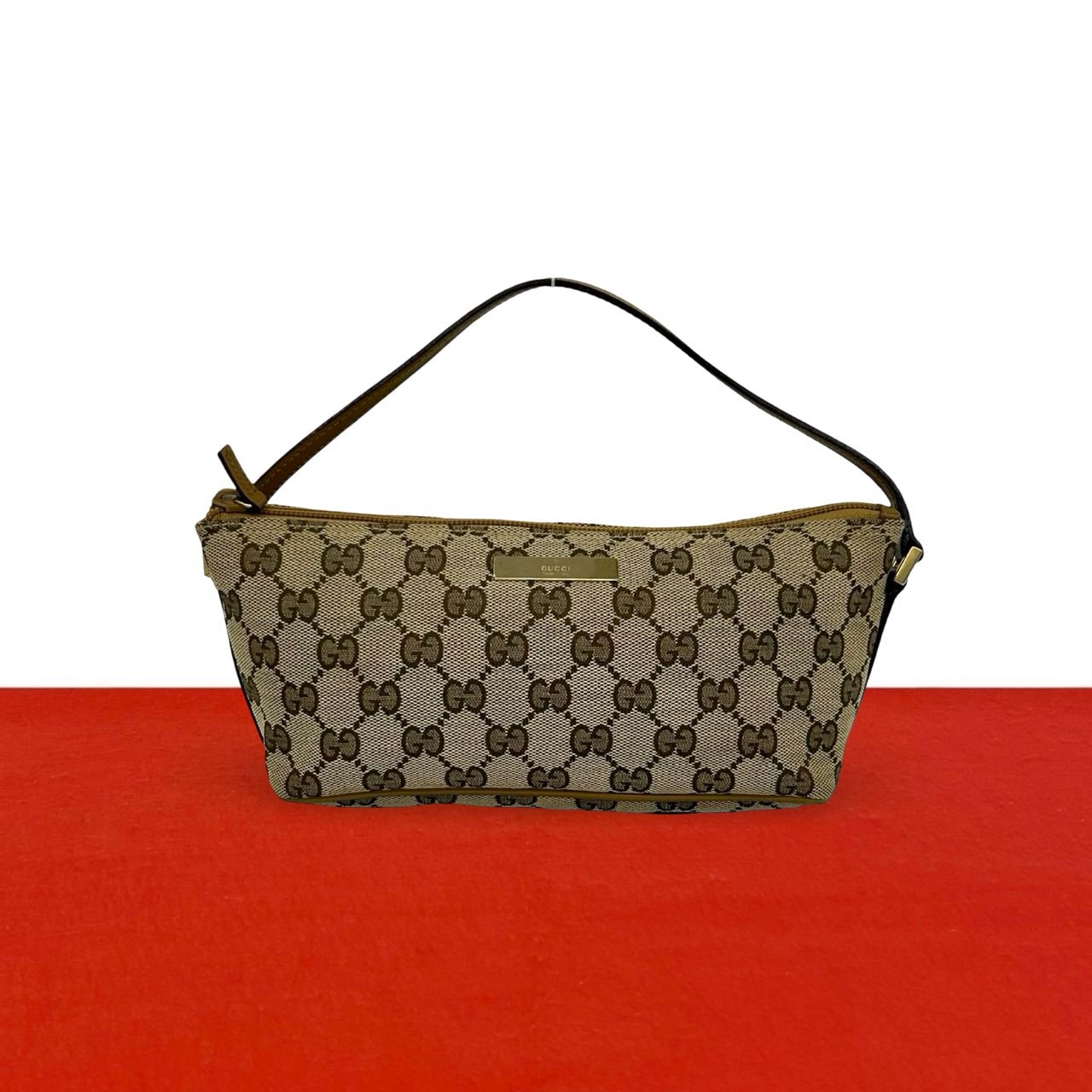 GUCCI グッチ GG 柄 キャンバス レザー ハンドバッグ ブラウン
72466