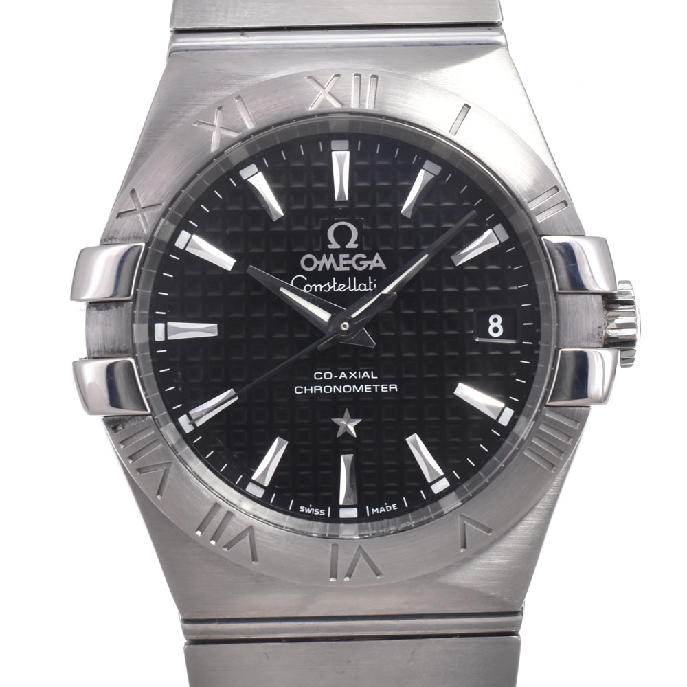 オメガ OMEGA 123.10.35.20.01.002 コンステレーション ブラック 自動巻き メンズ 美品 保証書付き 腕時計 N#151160