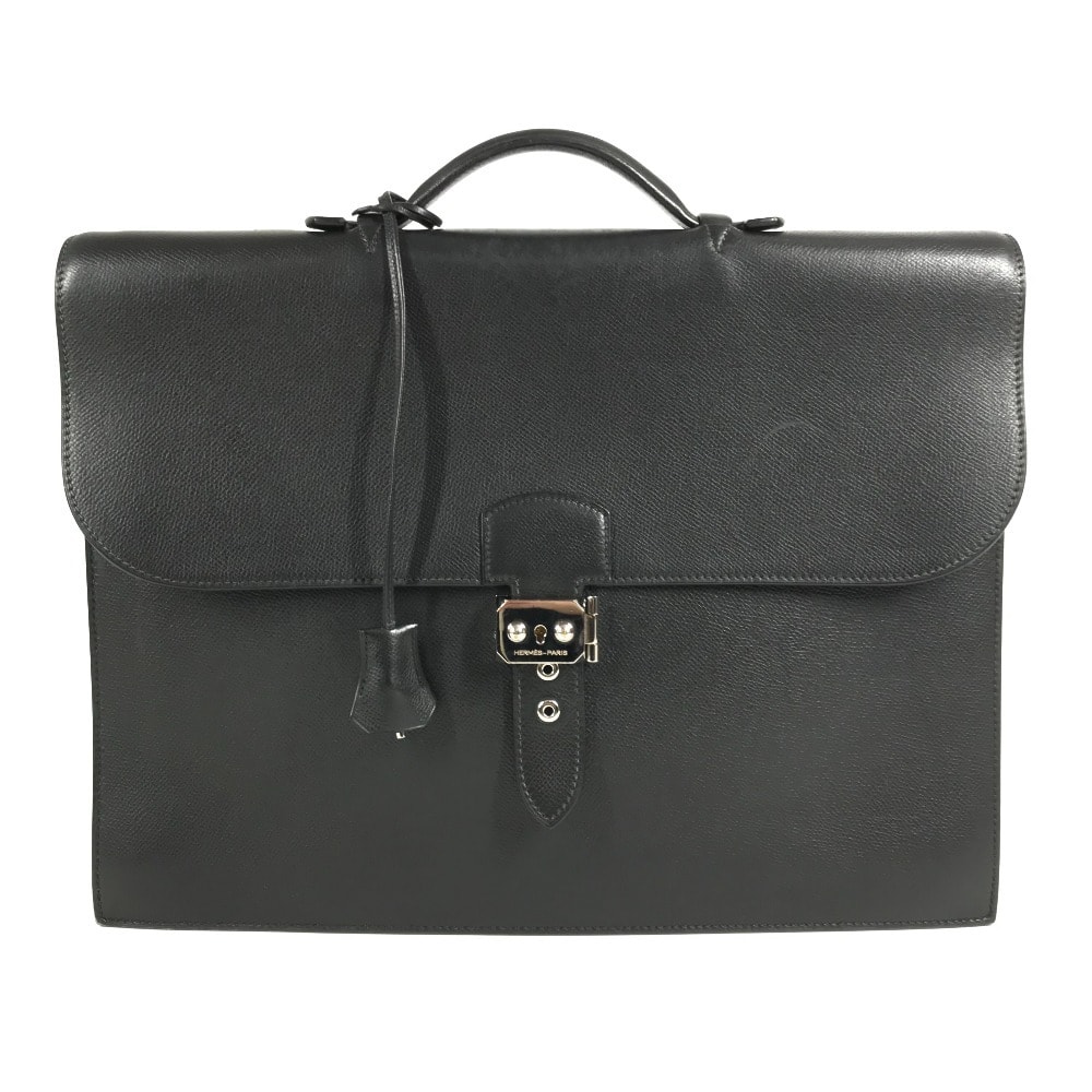 エルメス HERMES サックアデペッシュ 38 サックアデペッシュ38  トートバッグ 肩掛け ハンドバッグ ビジネスバッグ レザー I□刻 ブラック