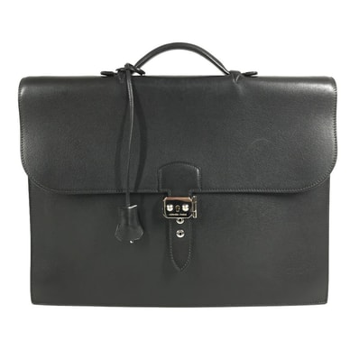 エルメス HERMES サックアデペッシュ 38 サックアデペッシュ38 トートバッグ 肩掛け ハンドバッグ ビジネスバッグ レザー I□刻 ブラック