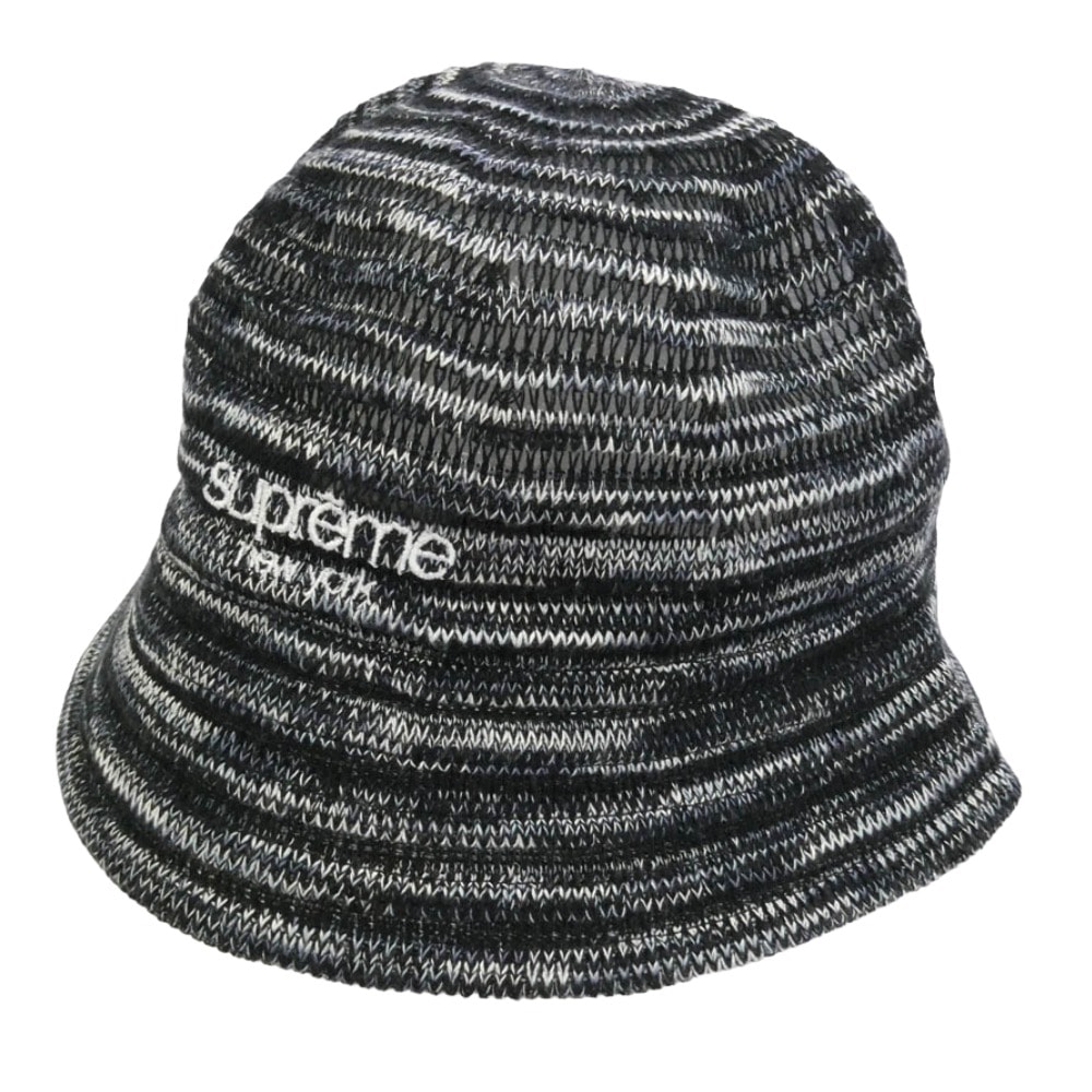 Supreme シュプリーム 25SS Open Knit Crusher オープン ニット クラッシャー バケット ハット 帽子 ブラック系 MEDIUM/LARGE【美品】【中古】