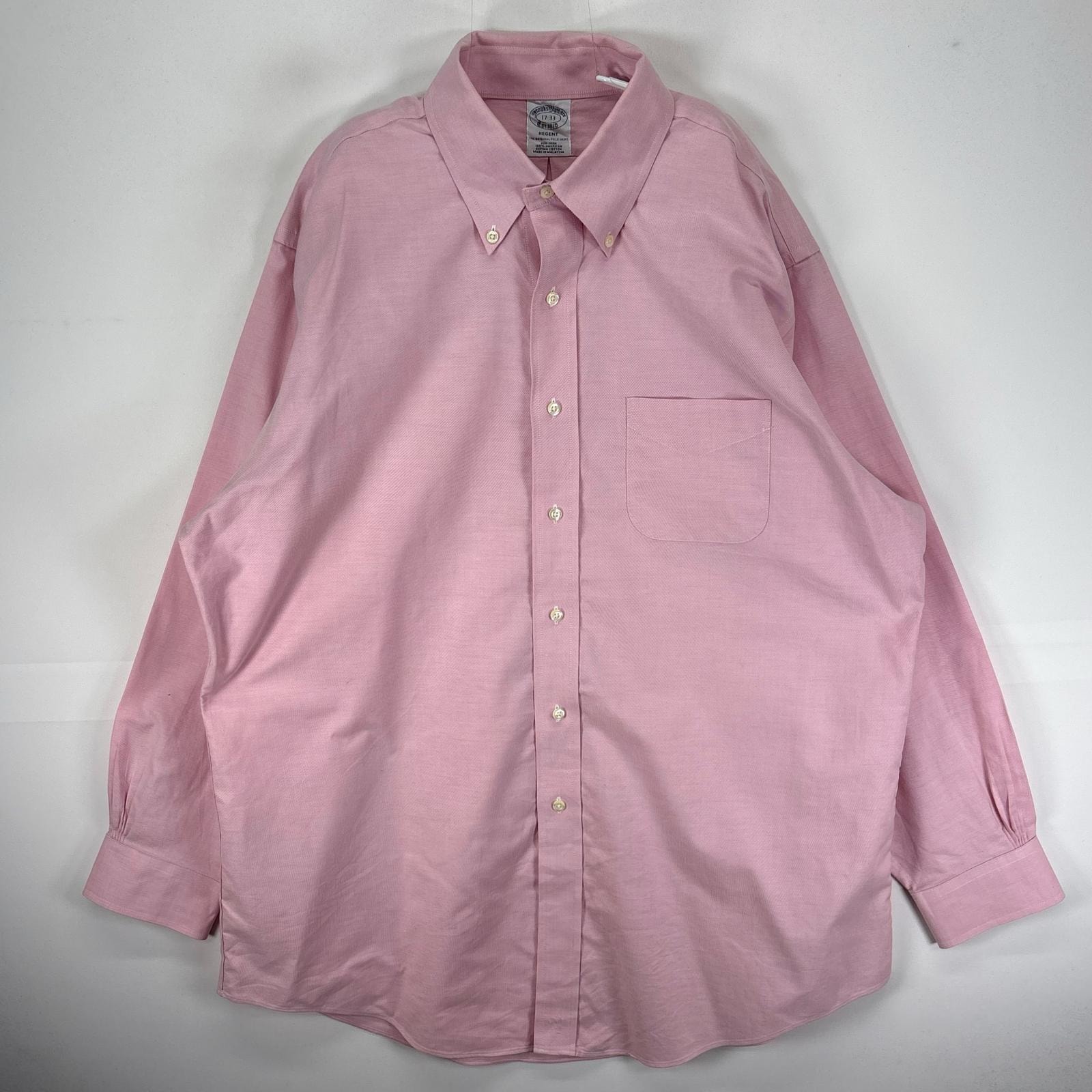 古着 ブルックスブラザーズ Brooks Brothers 長袖シャツ ボタンダウン 胸ポケット XL  ピンク系 無地 メンズ
