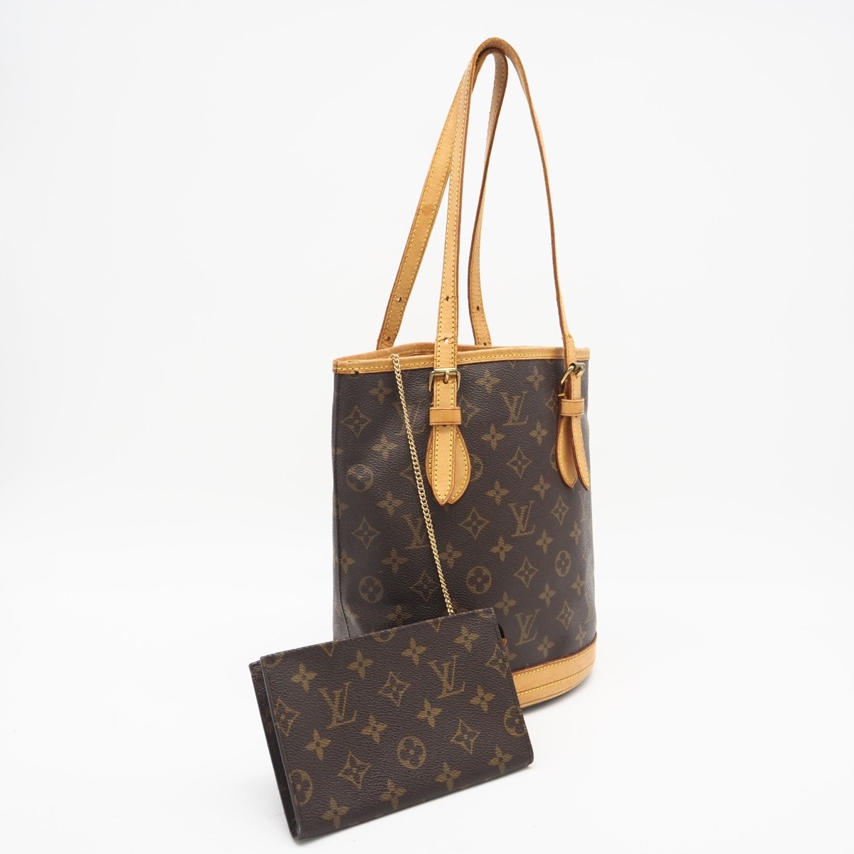LOUIS VUITTON ルイ・ヴィトン モノグラム キャンバス バケットPM M42238 ハンドバッグ ブラウン コーティングキャンバス レザー レディース