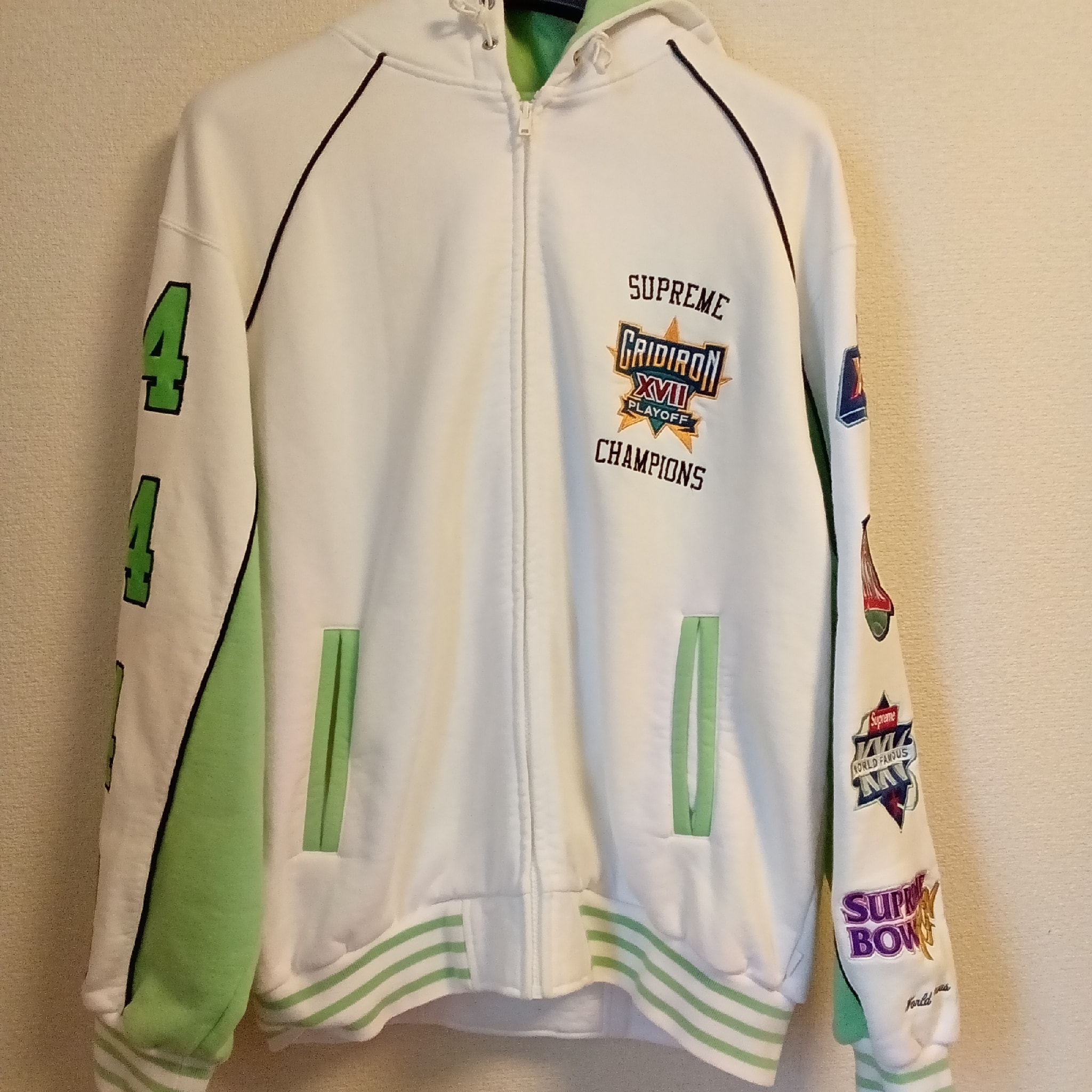 Supreme Playoffs Zip Up Hooded Sweatshirt "White"