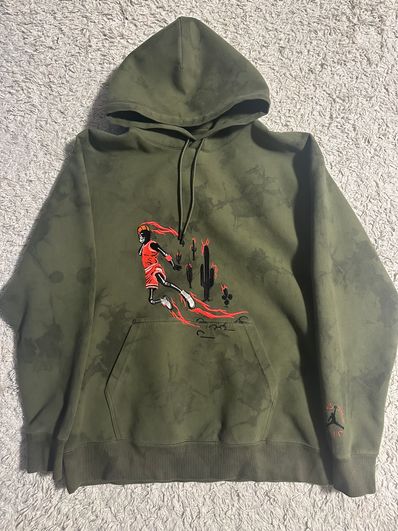 Air Jordan x Travis Washed Suede Hoodie "Olive"