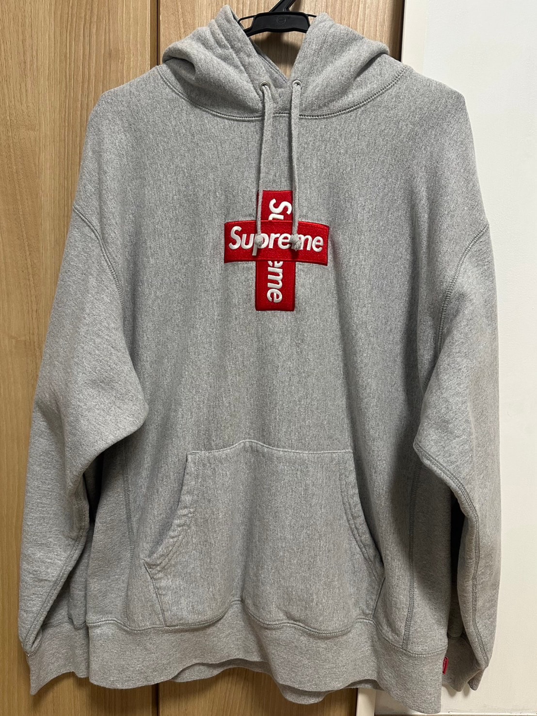 Supreme Cross Box Logo Hooded Sweatshirt "Grey"