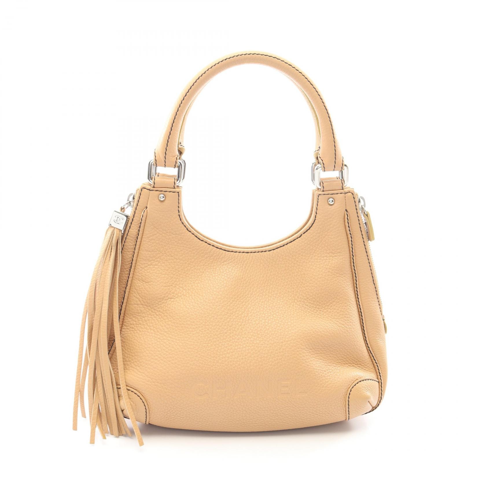 シャネル CHANEL ロゴ フリンジ ハンドバッグ バッグ キャビアスキン(グレインドカーフ) レディース ベージュ系 【中古】