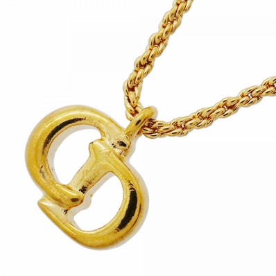 ★SALE【6jfb0589-k】クリスチャンディオール ネックレス CDロゴ GPメッキ ゴールド【中古】レディース