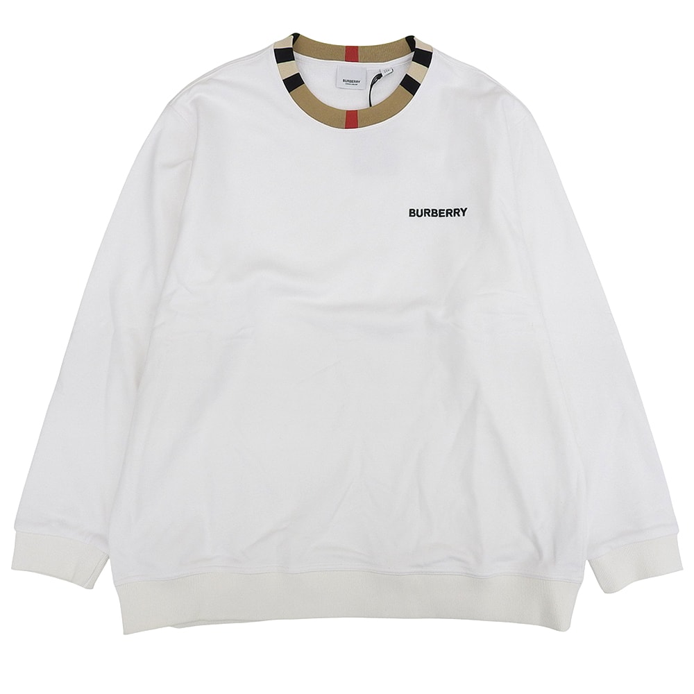 バーバリー 新品同様 コットン ロゴ トレーナー トップス メンズ ホワイト XXL 8069531 XXL