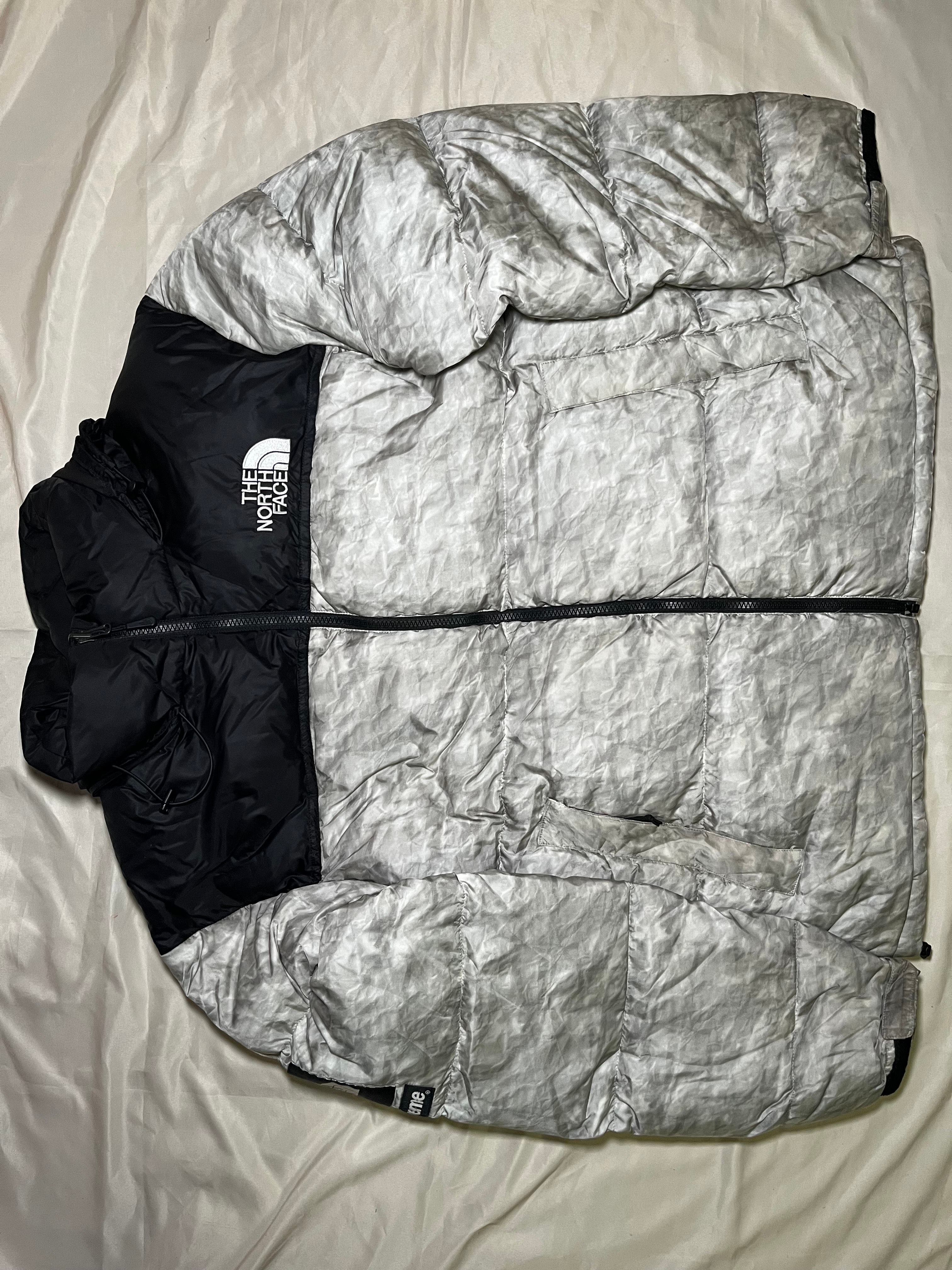 Supreme x The North Face Nuptse Jacket "White Paper Print"