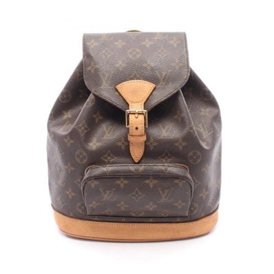 ルイ・ヴィトン LOUIS VUITTON モンスリMM リュックサック バックパック バッグ PVCコーティングキャンバス レザー モノグラム レディース ブラウン系 M51136 【中古】