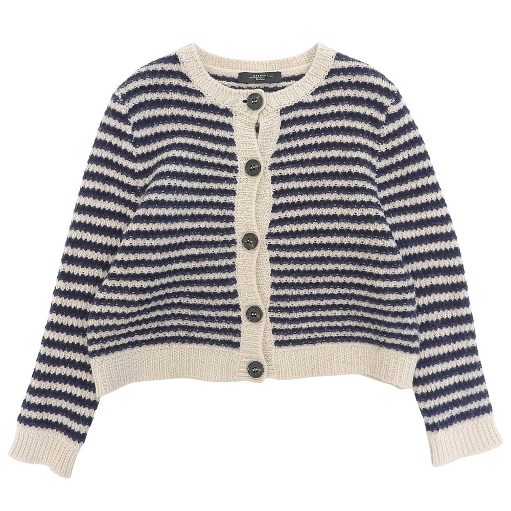 マックスマーラウィークエンド ウール ニットカーディガン トップス レディース ベージュ×ネイビー M M