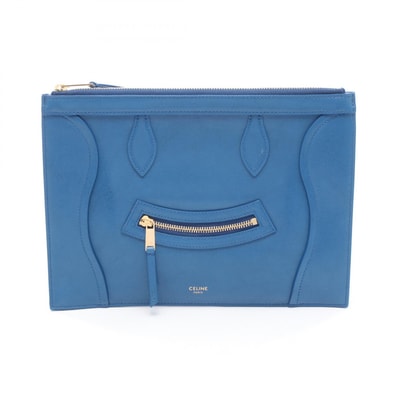 セリーヌ CELINE ミディアム ポーチ セカンドバッグ クラッチバッグ バッグ レザー レディース ブルー系 L100D2N92.07QH 【中古】
