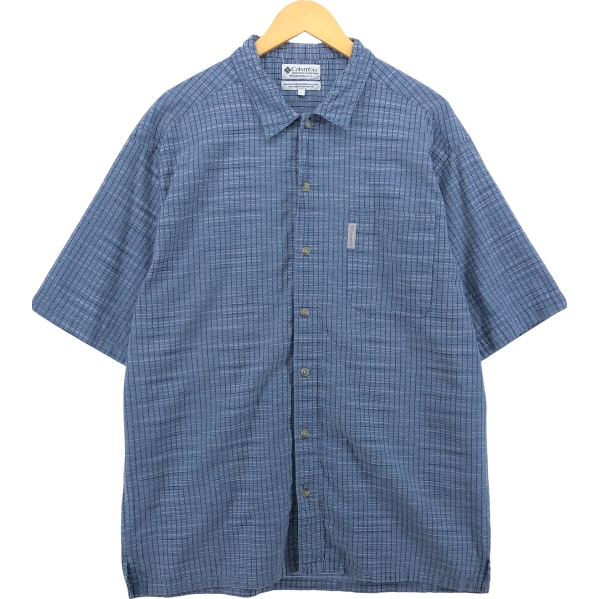 古着 コロンビア Columbia SPORTSWEAR COMPANY 半袖 コットン チェックシャツ ボックスシャツ メンズL相当/eaa560236