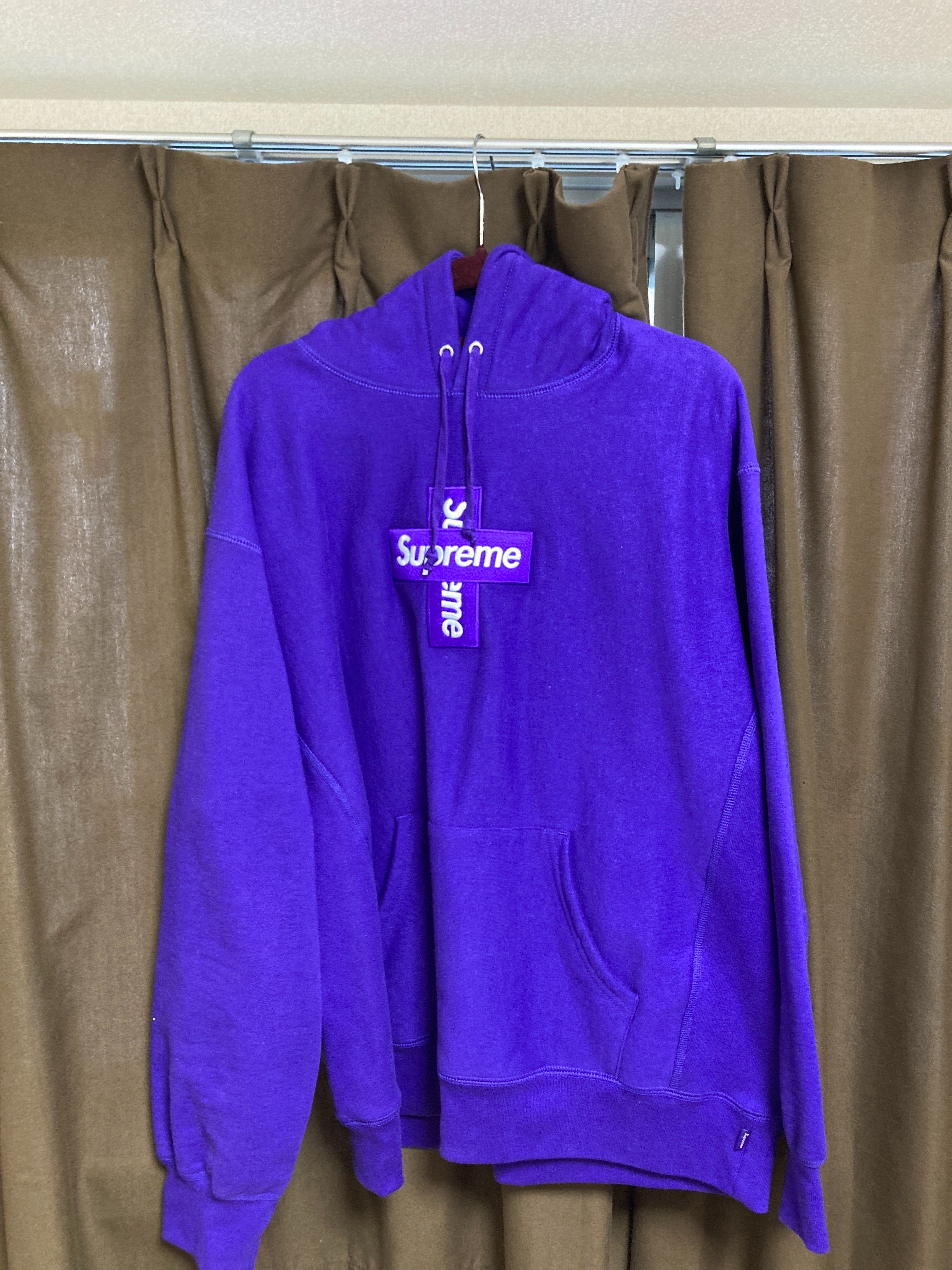 Supreme Cross Box Logo Hooded Sweatshirt "Purple"