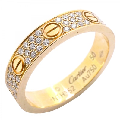 【6jdb0427-32】カルティエ リング ミニラブ フルパヴェ K18YG イエローゴールド ダイヤモンド #50【中古】レディース