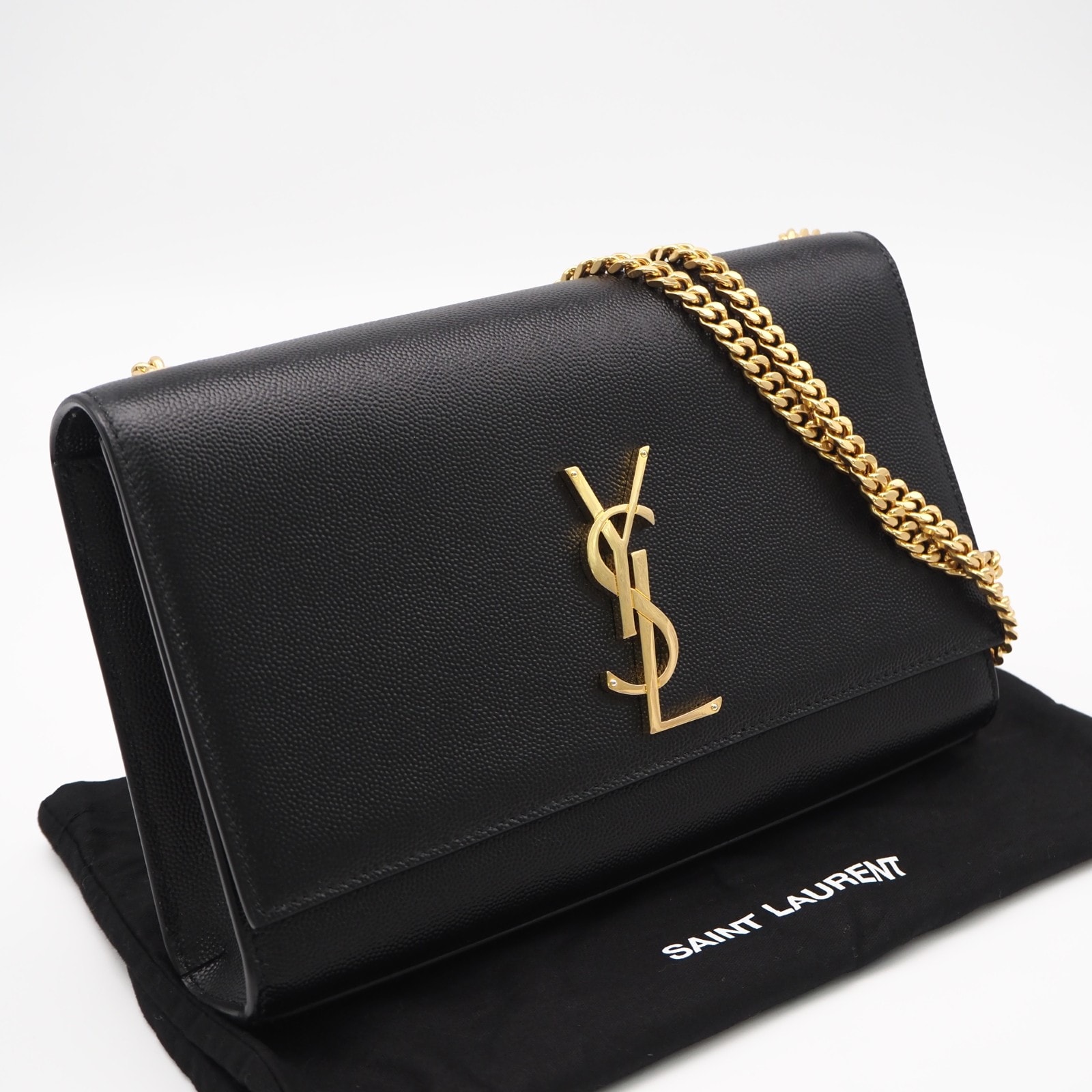 極美品 SAINT LAURENT サンローラン グレイン ド プードレザー ケイト ミディアム 364021 ショルダーバッグ ブラック グレインレザー レディース