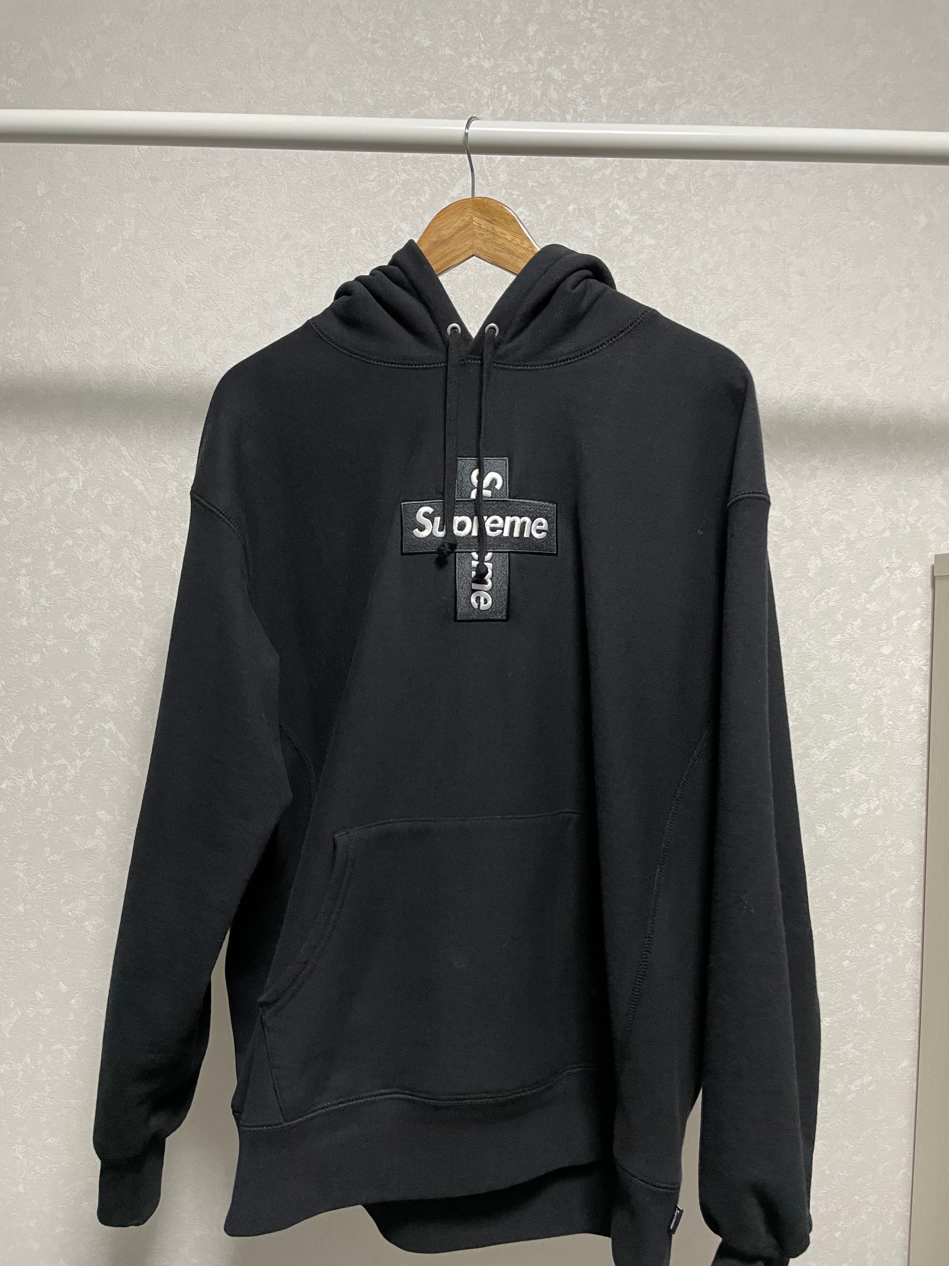 Supreme Cross Box Logo Hooded Sweatshirt "Black"