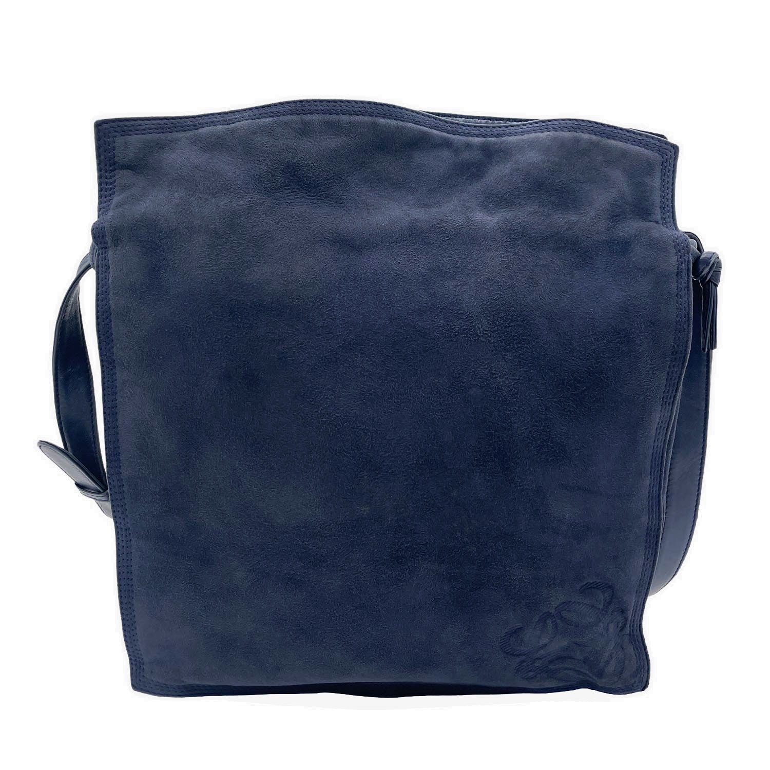 LOEWE ロエベ アナグラム ディアスキン オールド ヴィンテージ ショルダーバッグ
 巾着 レザー ネイビー レディース
 【中古】
