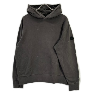 モンクレール 22年製 HOODIE グレー コットン Mロゴ スウェットフーディプルオーバー M