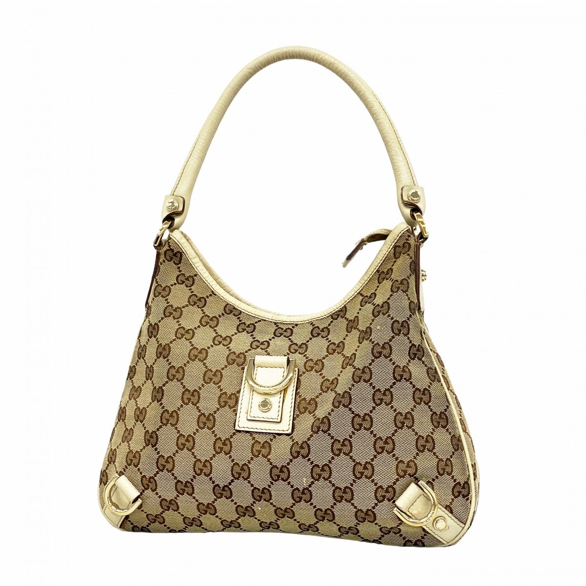 【6dd5312-k】グッチ ハンドバッグ GGキャンバス/アビー 130738 キャンバス ブラウン アイボリー シャンパンゴールド金具【中古】レディース