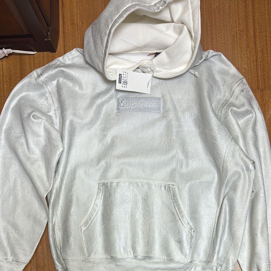 Supreme x MM6 Maison Margiela Foil Box Logo Hooded Sweatshirt "White"