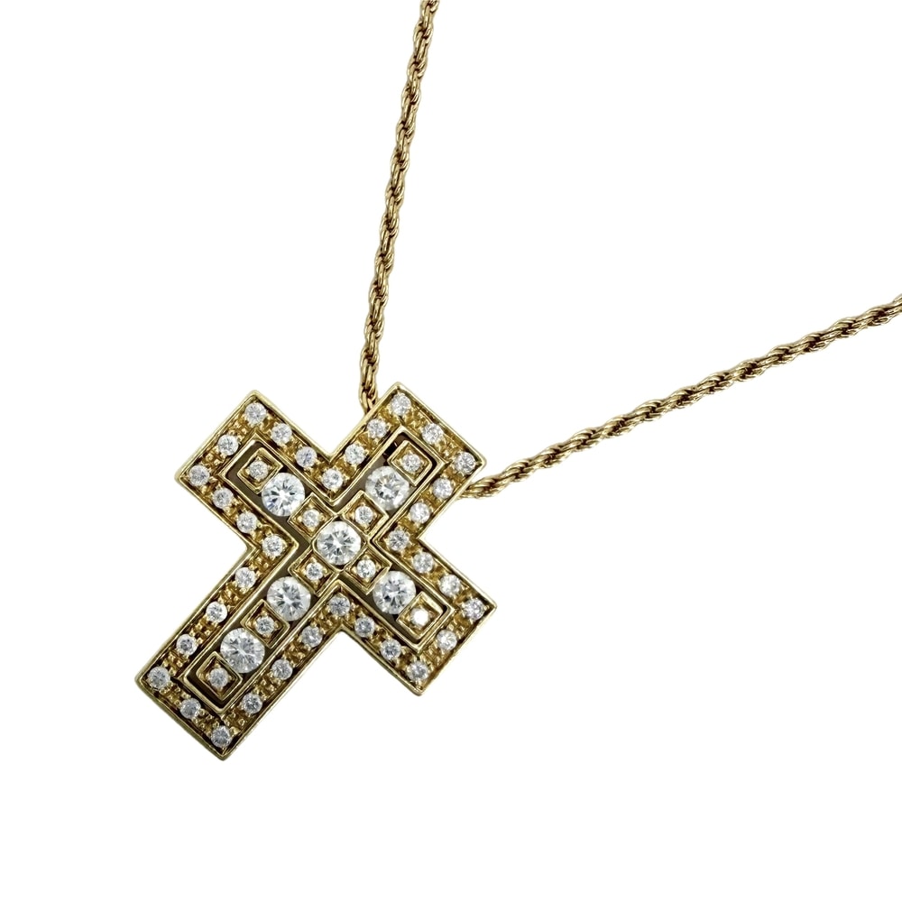 Damiani ダミアーニ ネックレス ベルエポックS クロスモチーフ ジュエリー アクセサリー アジャスター付き Bell Epoque 18金YG Au750 K18イエローゴールド    ダイヤモンド レディース 約10.8g【中古品】