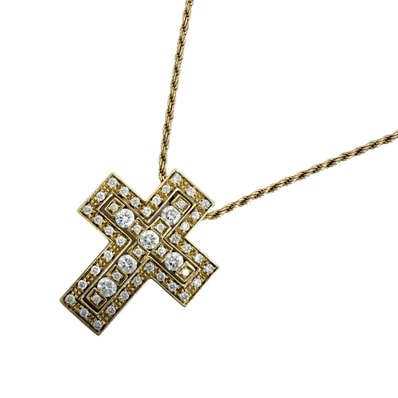 Damiani ダミアーニ ネックレス ベルエポックS クロスモチーフ ジュエリー アクセサリー アジャスター付き Bell Epoque 18金YG Au750 K18イエローゴールド ダイヤモンド レディース 約10.8g【中古品】