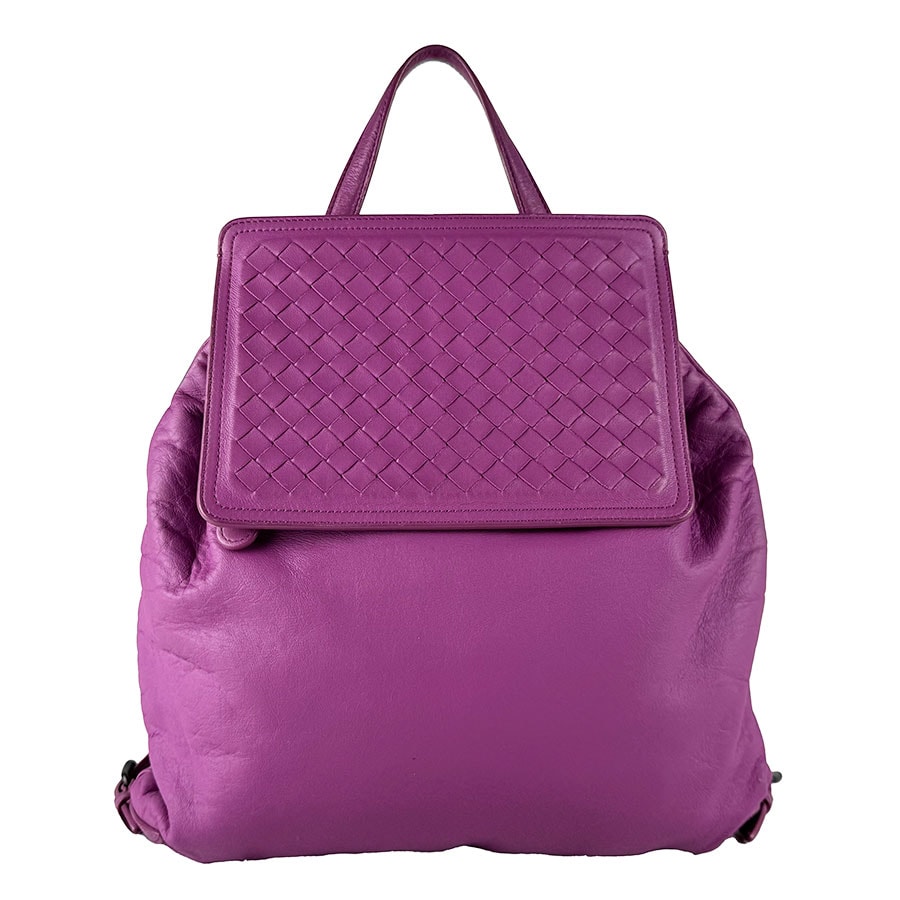 ボッテガヴェネタ BOTTEGAVENETA リュック イントレチャート レザー パープル レディース【中古】 z10825