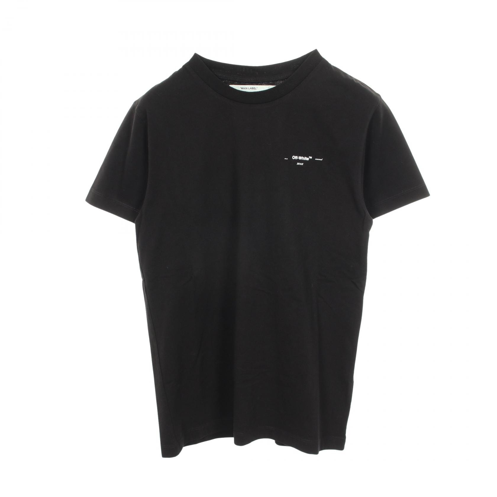 オフホワイト OFF-WHITE ロゴプリント 半袖Tシャツ 衣料品 トップス コットン メンズ ブラック系 【中古】