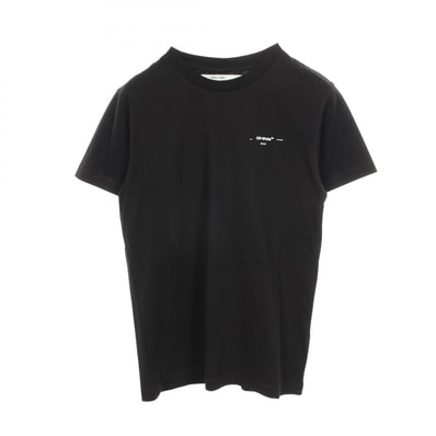 オフホワイト OFF-WHITE ロゴプリント 半袖Tシャツ 衣料品 トップス コットン メンズ ブラック系 【中古】