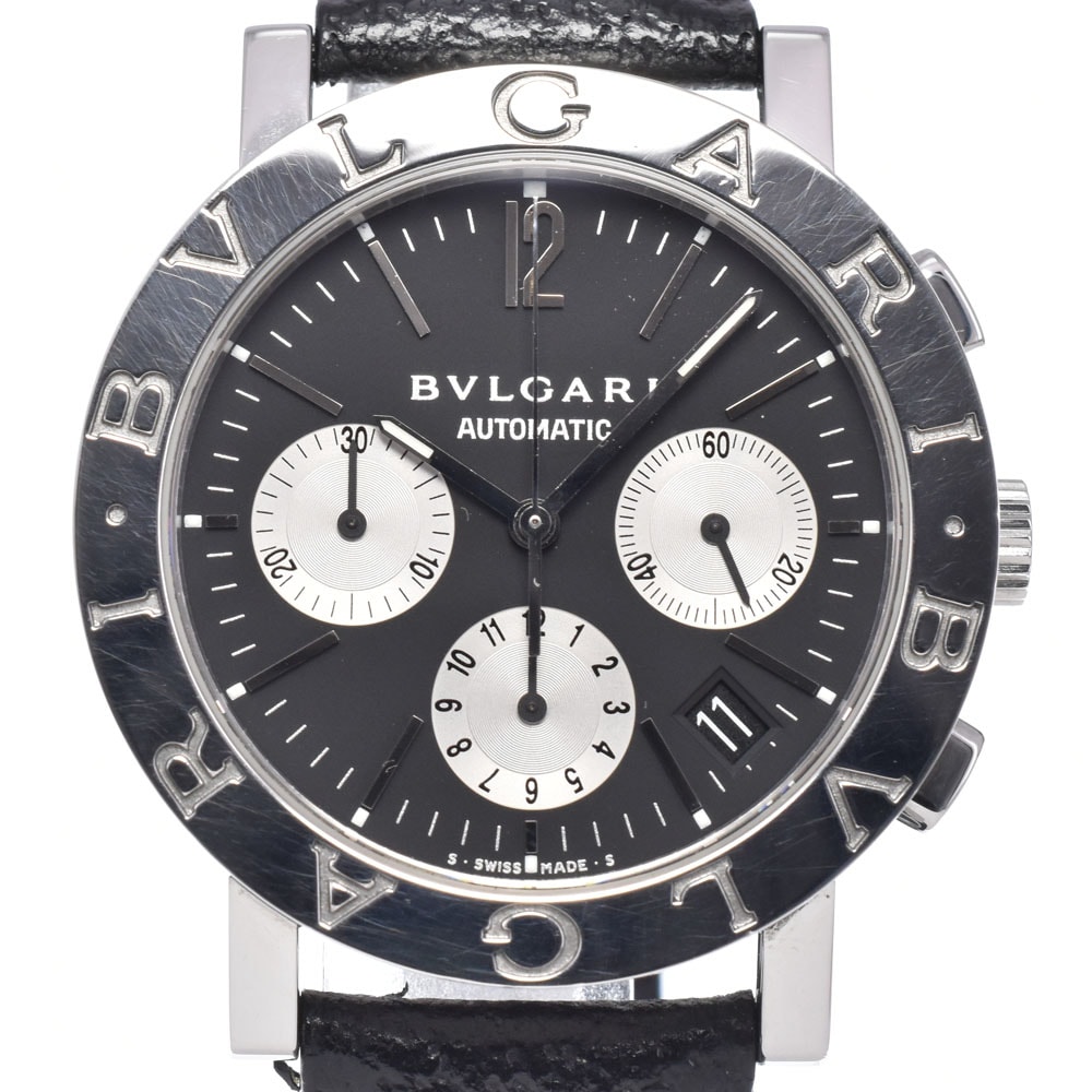 ブルガリ BVLGARI BB38SLCH ブルガリブルガリ クロノグラフ ブラック 自動巻き メンズ 良品 箱・保証書付き 腕時計 N#148534