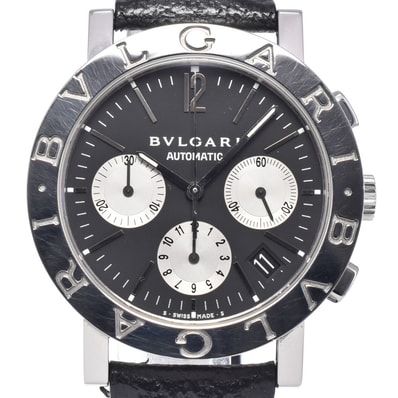 ブルガリ BVLGARI BB38SLCH ブルガリブルガリ クロノグラフ ブラック 自動巻き メンズ 良品 箱・保証書付き 腕時計 N#148534