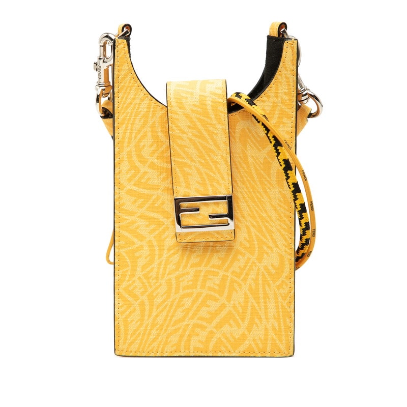 フェンディ FFヴァーティゴ 斜め掛け ショルダーバッグ フォンショルダー 7AR988 イエロー PVC レザー レディース FENDI 中古