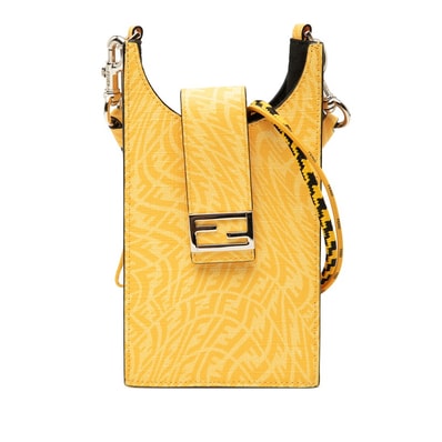 フェンディ FFヴァーティゴ 斜め掛け ショルダーバッグ フォンショルダー 7AR988 イエロー PVC レザー レディース FENDI 中古